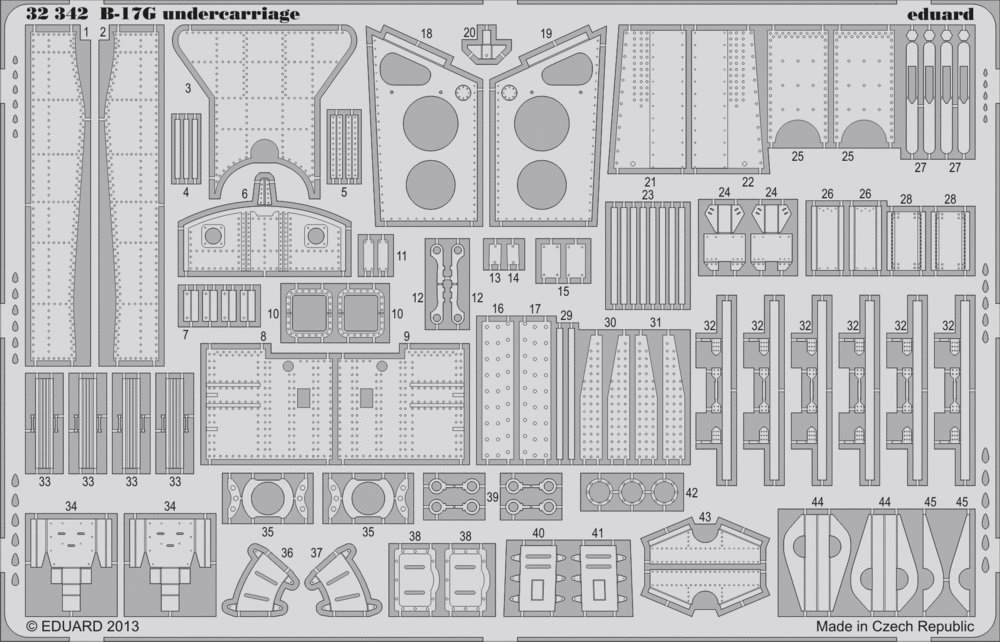 EDU32342 1:32 Eduard PE - B-17G Flying Fortress Undercarriage Detail Set (for the HK Model model kit) MODEL KIT ACCESSORY