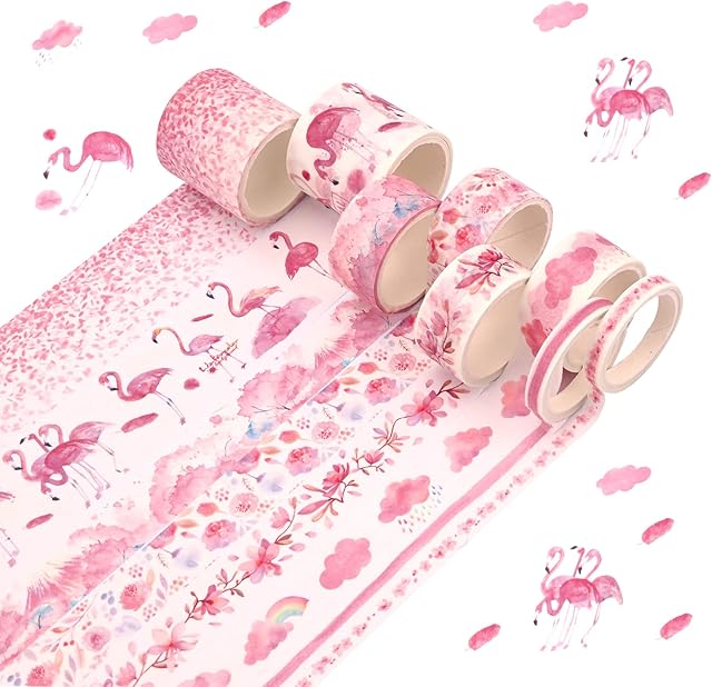 Jodsen 8 Rolls Pink Washi Tape Set Multi-Pattern Decorative Washi Tape Pastel Washi Tape Making Scrapbooking Tape Decorative Tape Washi Masking Tapes Craft Supplies for Plan Gift Wrap DIY Arts Crafts