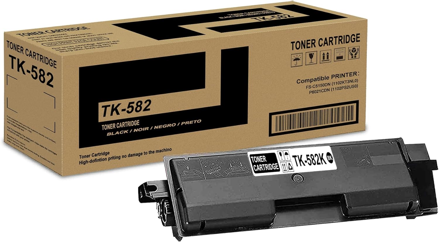 pgisoxt 1 Pack TK-582K 1T02KT0US0 Black Toner Cartridge High Yield Compatible TK-582K TK582K Replacement for Kyocera FS-C5150DN(1102KT3NL0) P6021CDN(1102PS2US0) Printer (up to 3,800 Pages)