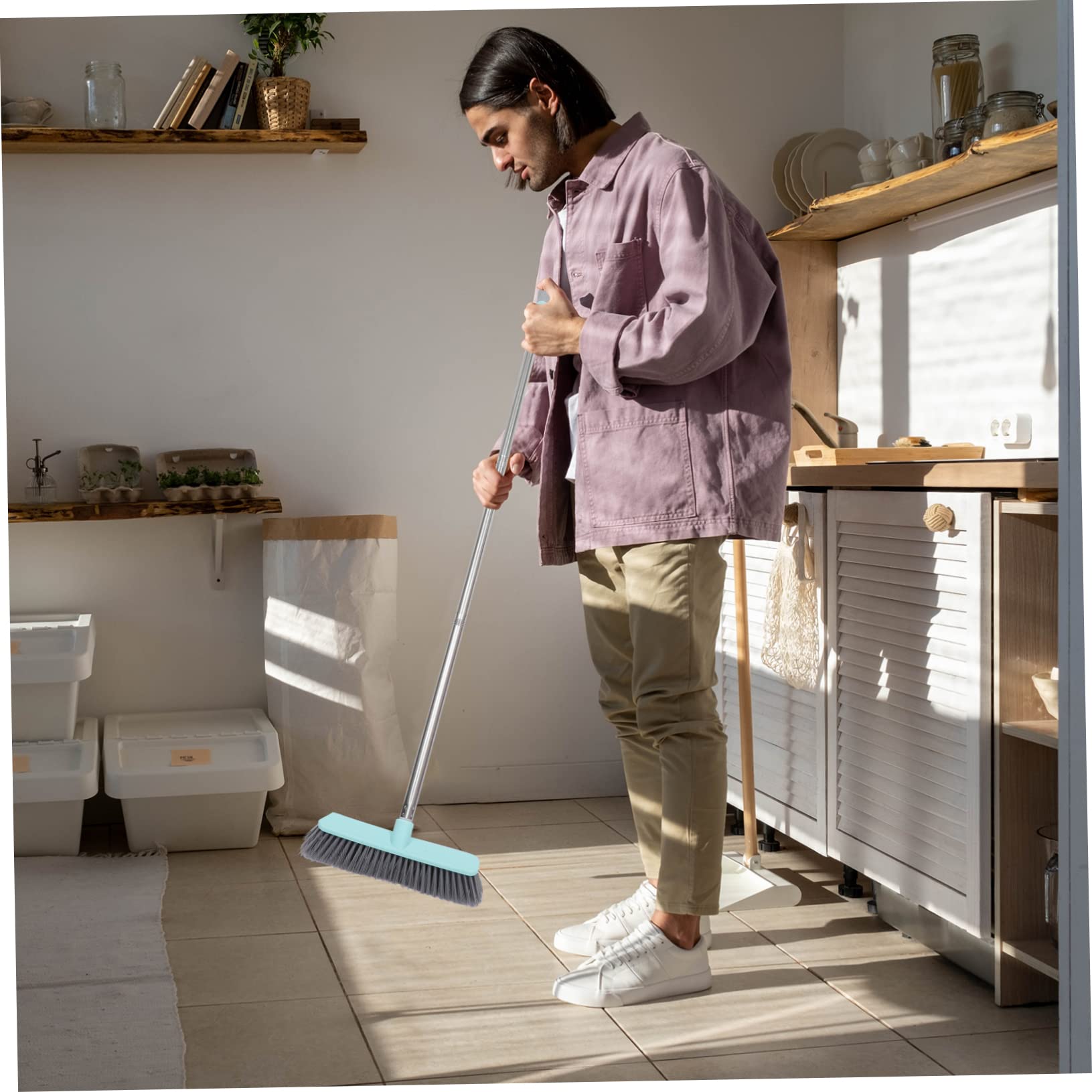 FOMIYES 1pc Long Handle Floor Brush Scrubber Brush Carpet Sweeper Home Cleaning Supply