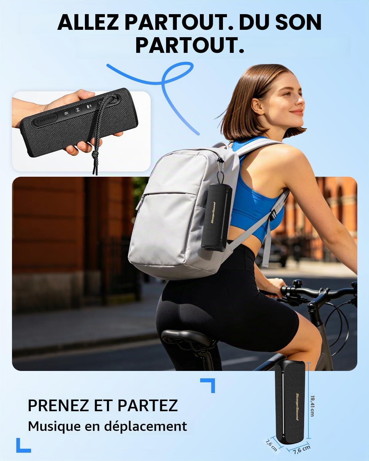 StageSound 25W Enceinte Bluetooth Portable, Son Puissant, Étanche IP67