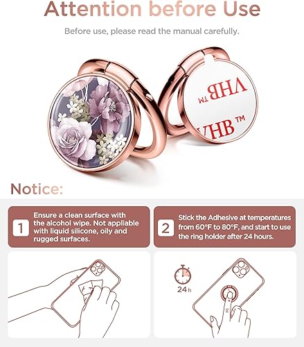 Miniatura 9 de GVIEWIN Bundle - Compatible con iPhone 14 Pro Max con protector de pantalla y protector de lente de cámara + soporte de anillo de teléfono (flores