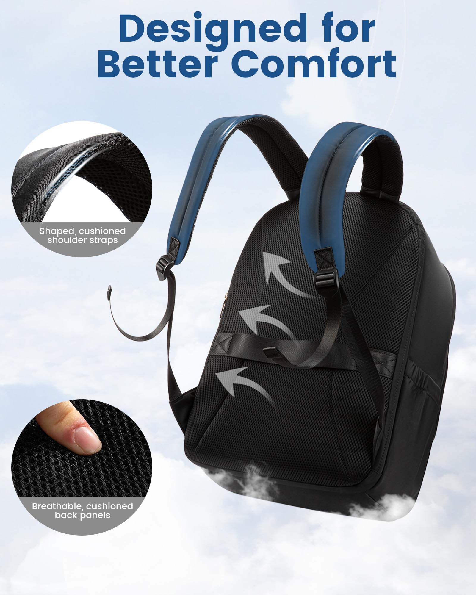 LOVEVOOK Laptop Backpack for Women, 17.3 Inch Business Backpack Purse, Large Capacity Casual Daypack, Work Computer Backpack, Travel Backpack for College, Black