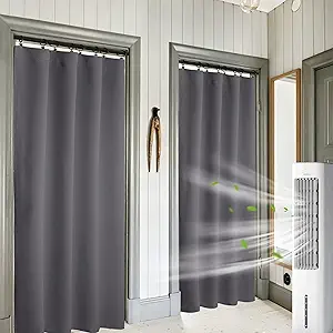 RYB HOME Blackout Curtains 84 inches Long 2 Panels Set for Living Room, Thermal Insulating Privacy Curtains & Drapes for Doorway Temporary Door Alternative Accordion Door, Grey, W 42 x L 84