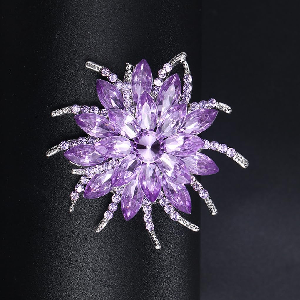 Rhinestone Large Flower Brooches Pins for Women Fashion Sparkly Crystal Sunflower Statement Brooch Unique Wedding Party Suit Dress Jewelry Accessories