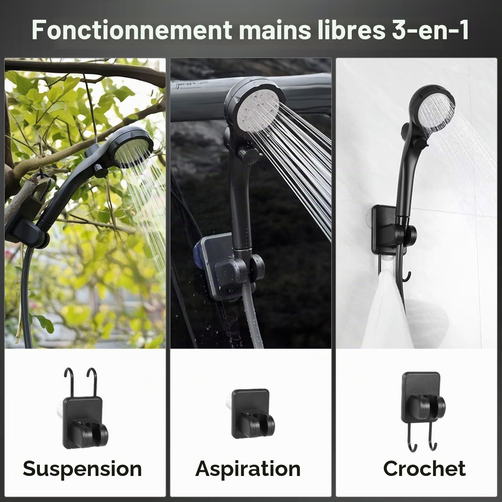 Douche de Camping avec Chauffe-eau, Douche de Camping Rechargeable 6000mAh avec Chauffe-eau à Immersion 2000W, Écran LED, Douche Extérieure Chauffante pour Voyage, Randonnée, Voiture, Animaux
