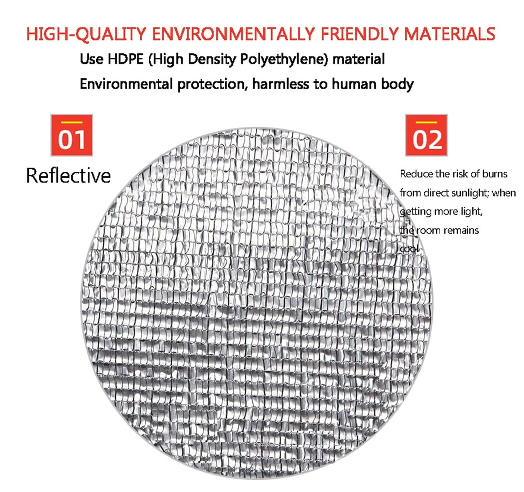 Aluminiowa tkanina klosza, 99% panele materiałowe z oczkami do szklarni roślinnej ochrona przeciwsłoneczna tkanina siatkowa tkanina odblaskowa plandeka, gruba, HDPE (rozmiar: 2 × 5 m)