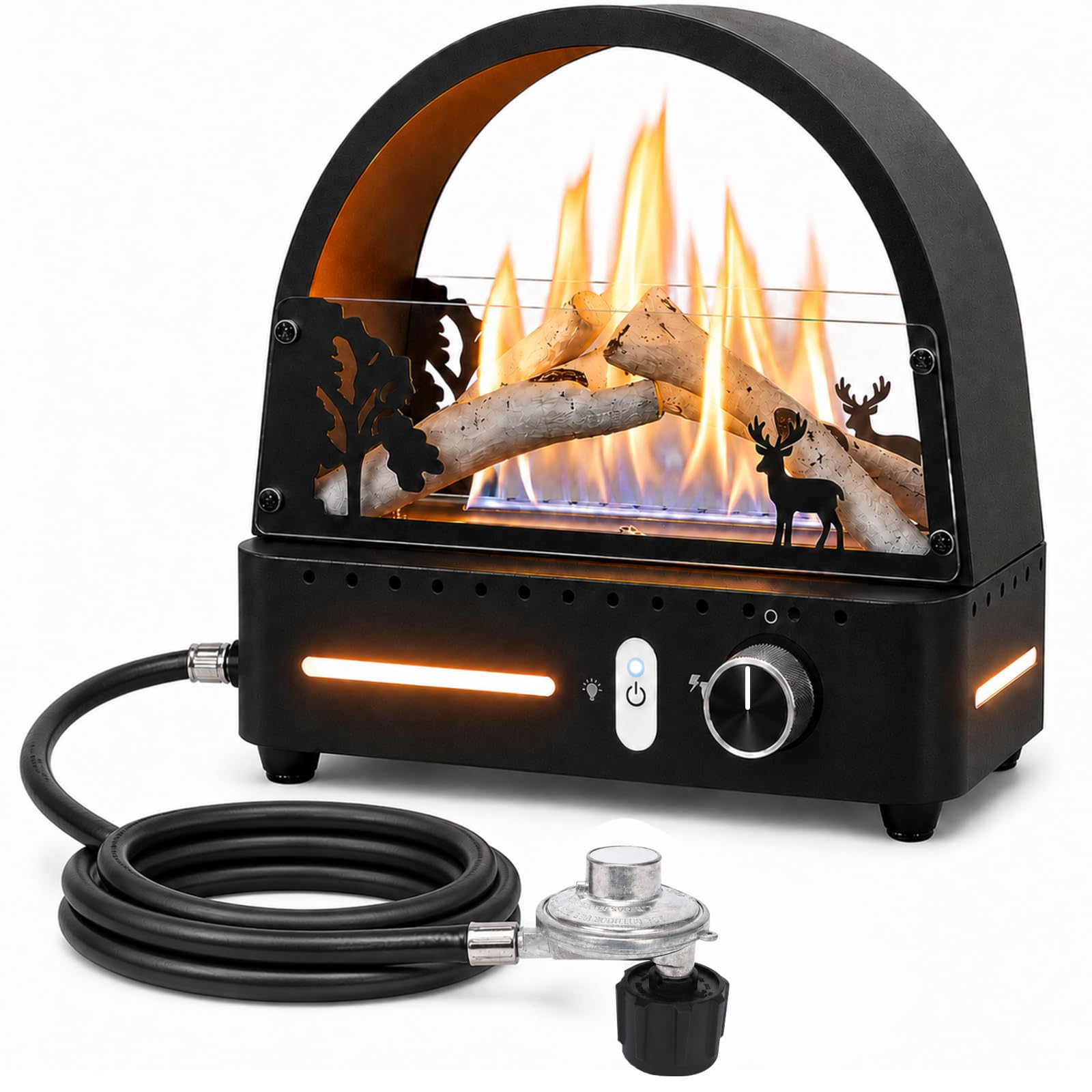Utheer Tabletop Propane Fire Pit, 10,000 BTU Heater with 4 Ceramic Logs