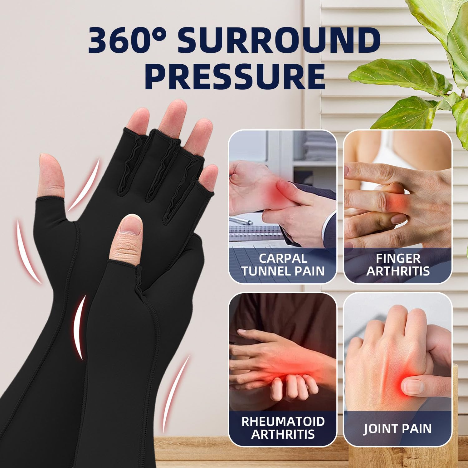 Arthritis Gloves for Hand Pain Relief - Compression Gloves for Rheumatoid, Carpal Tunnel & Osteoarthritis for Women