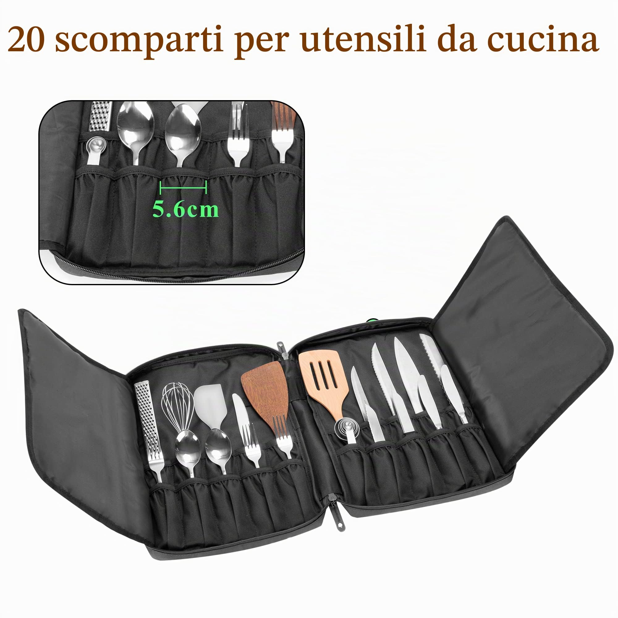 samdew Borsa Coltelli da Chef, Custodia Coltelli Professionali per Chef con Oltre 20 Slot e Lockhole, Borsa a Rullo da Cuoco per Utensili