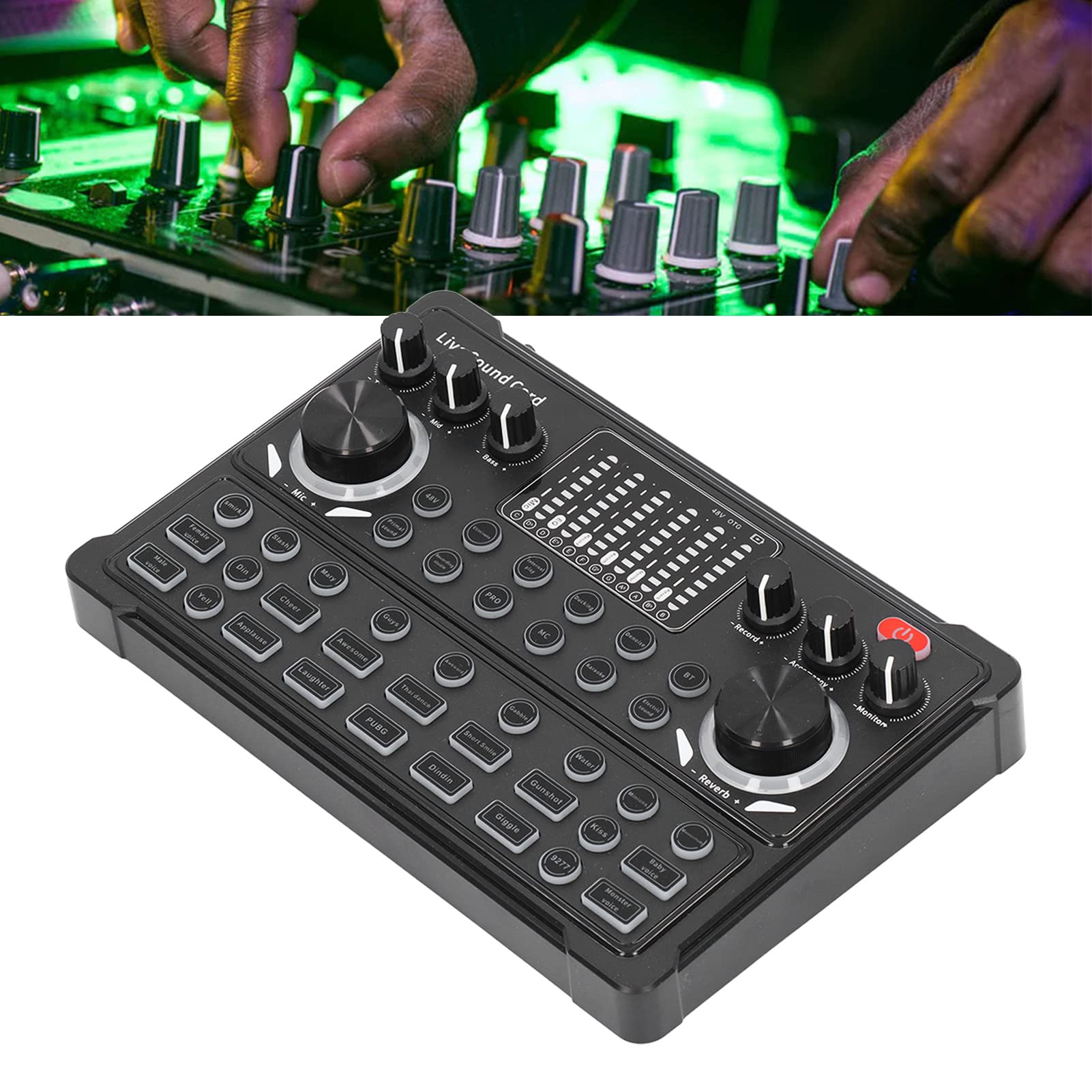 Tarjeta de Sonido en Vivo, Tarjeta de Sonido en Vivo Multifuncional, Pantalla LED, Reducción de Ruido, Conexión, para Transmisión en Vivo, Tarjetas de Sonido Externas