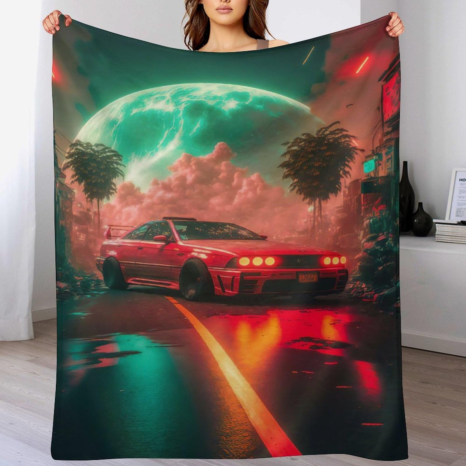 Ggjjtt Girls Red Sports Car Blankets Throw Super Soft Warm Lightweight Cozy Blanket For Children, Young Or Adult For Couch Bed Sofa 130×180Cm
