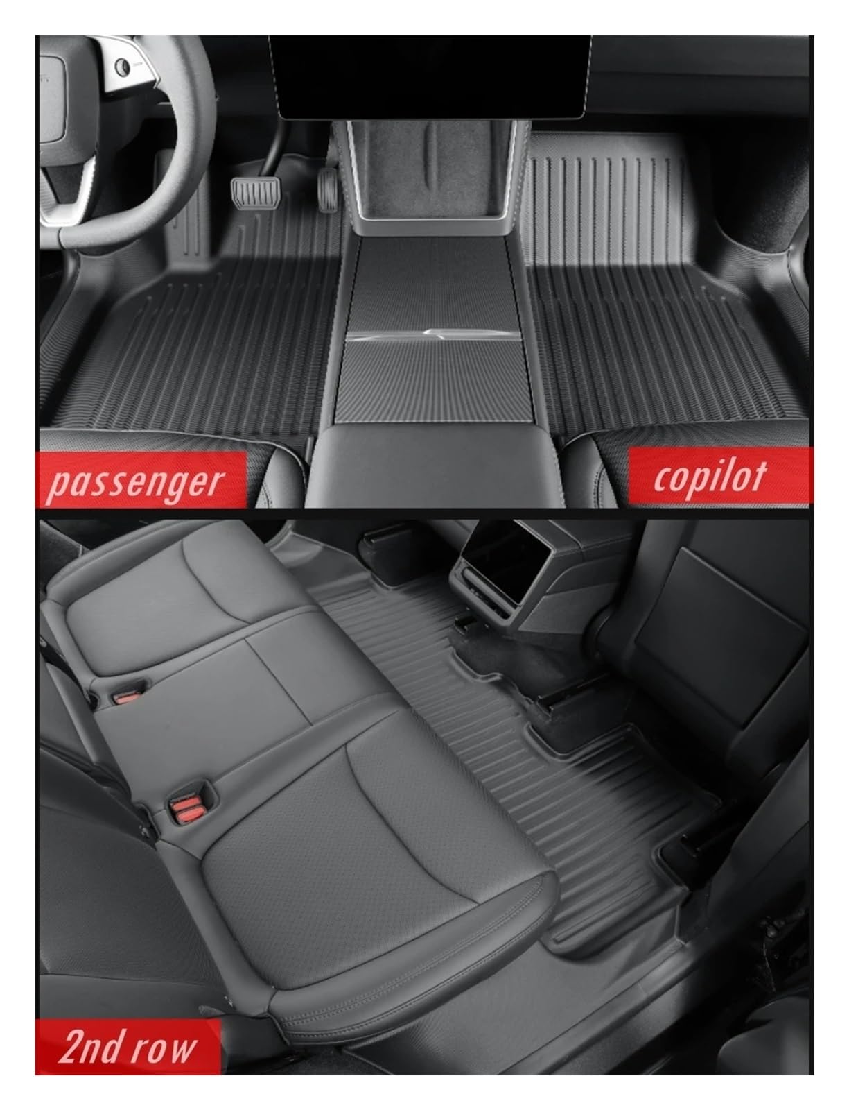 para Tesla para Model Y para Juniper 2025 Alfombrillas de Piso TPE Kit Completo con Revestimiento de umbral de Puerta y Revestimiento de Carga (3 Piezas de Alfombrillas)