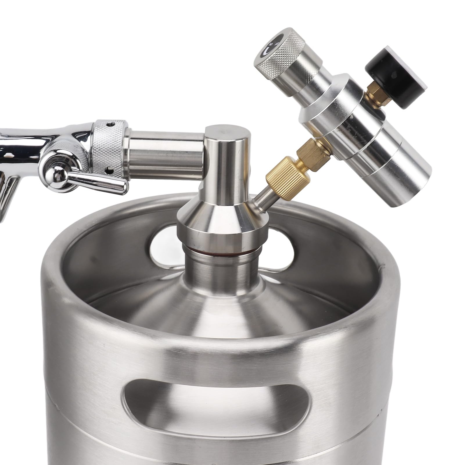 5L Mini Barril de Cerveza Inoxidable, Keg Growler con Grifo Ajustable | Portátil con Sistema de Dispensador a Presión y Regulador de Presión de 60PSI para Cerveza Casera, Artesanal y de Barril