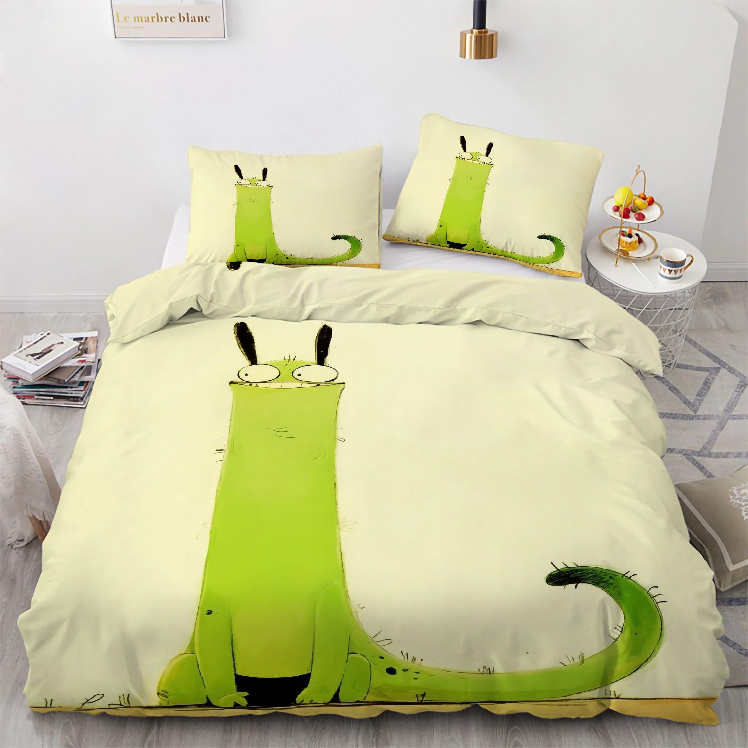 Housse de couette 220x240 monstre en microfibre avec 2 taies