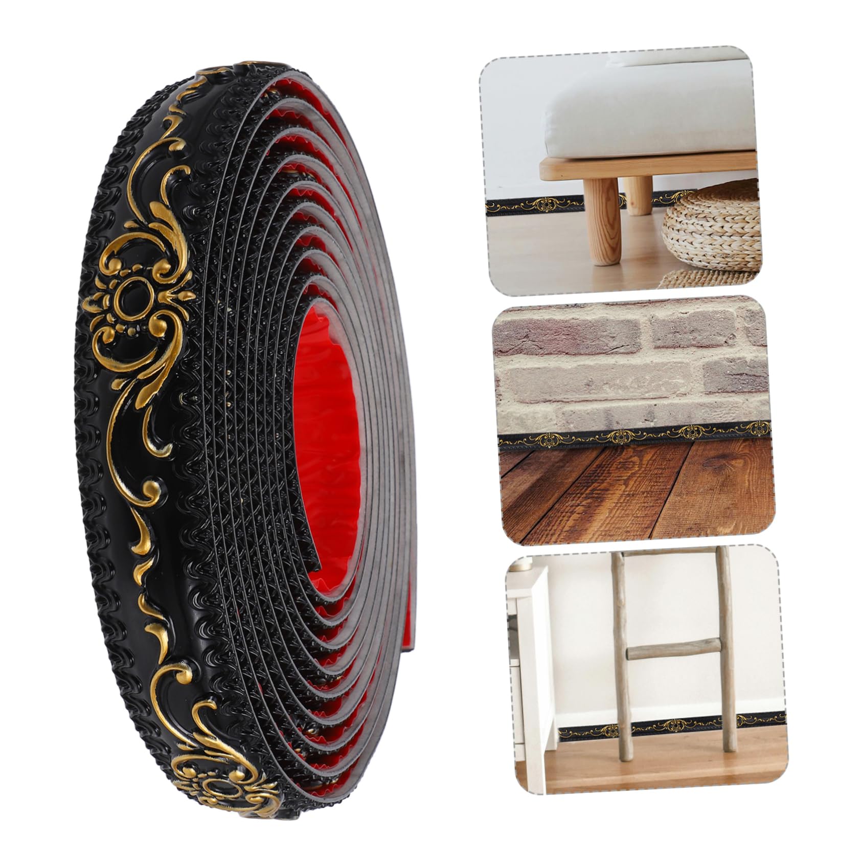 Moldura de Esquina de Pared Adhesiva Pvc Negro, Estilo Realista