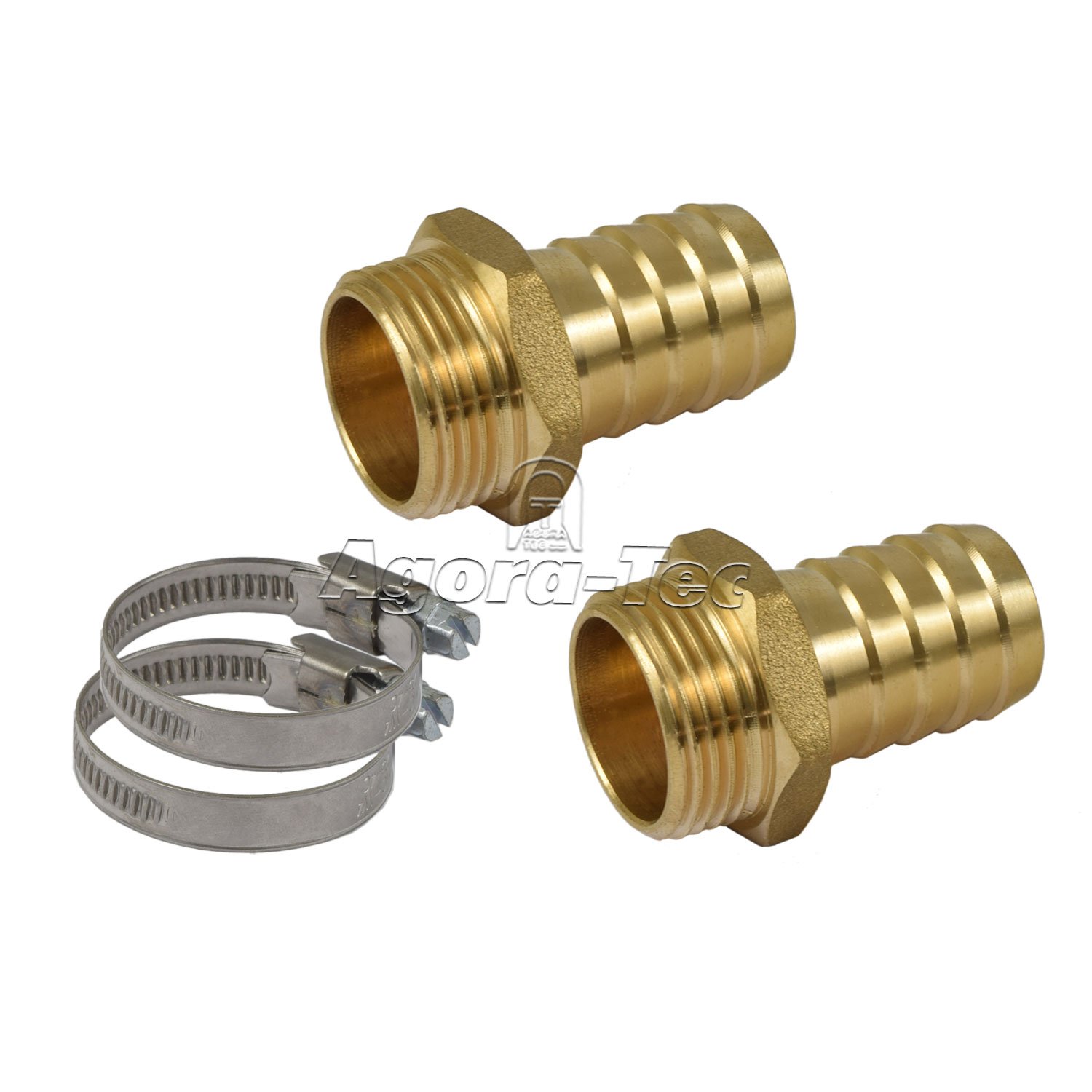 Agora-Tec® - Bocchetta per tubo flessibile in ottone da 1/2 a 3/4 IG (24,2 mm) di qualità industriale con guarnizione piatta per tubo da giardino da 1/2 con diametro interno di 12,7