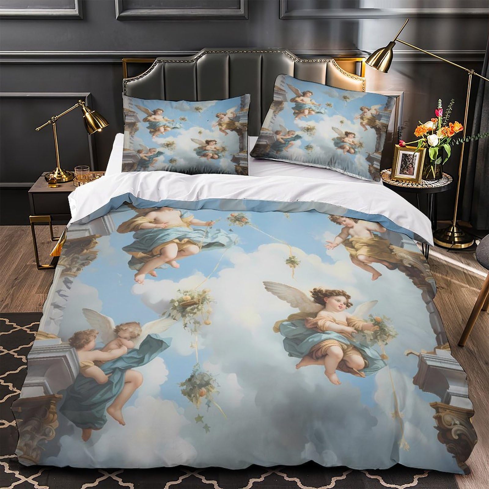 Parure de lit martin-pêcheur 260x220 anti-acarien housse de couette fermeture éclair