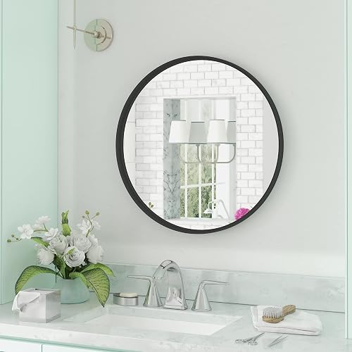 HBCY Creations Black Round Wall Mirror - 30 Inch Large Round Mirror, Rustic Acce