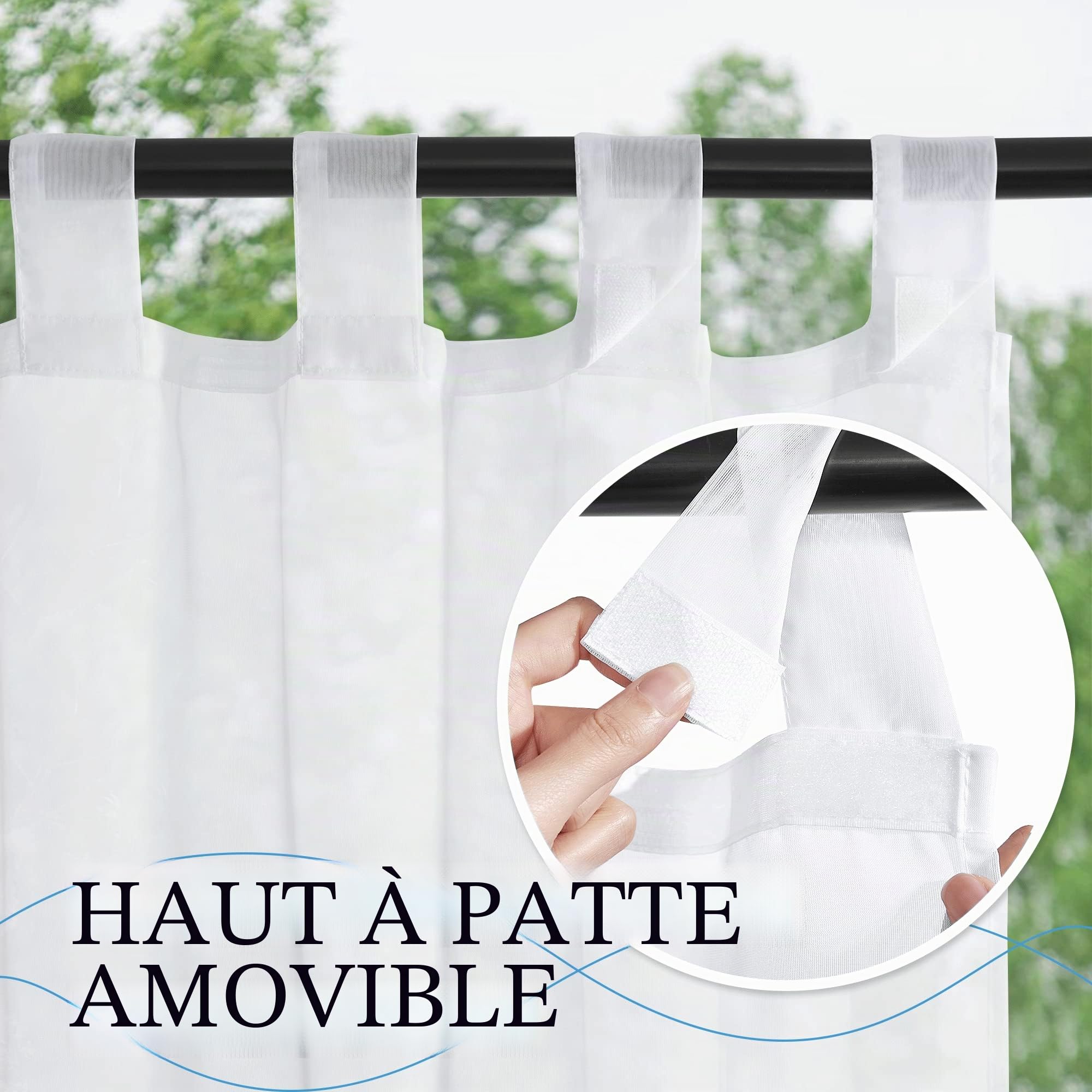 PONY DANCE Rideaux d'Extérieur - Blanc Rideau Voilage avec Pattes, Draperies Imperméable Décoration de Patio Jardin Terrasse Maison, L 137 x H 213 cm, 2 Panneaux