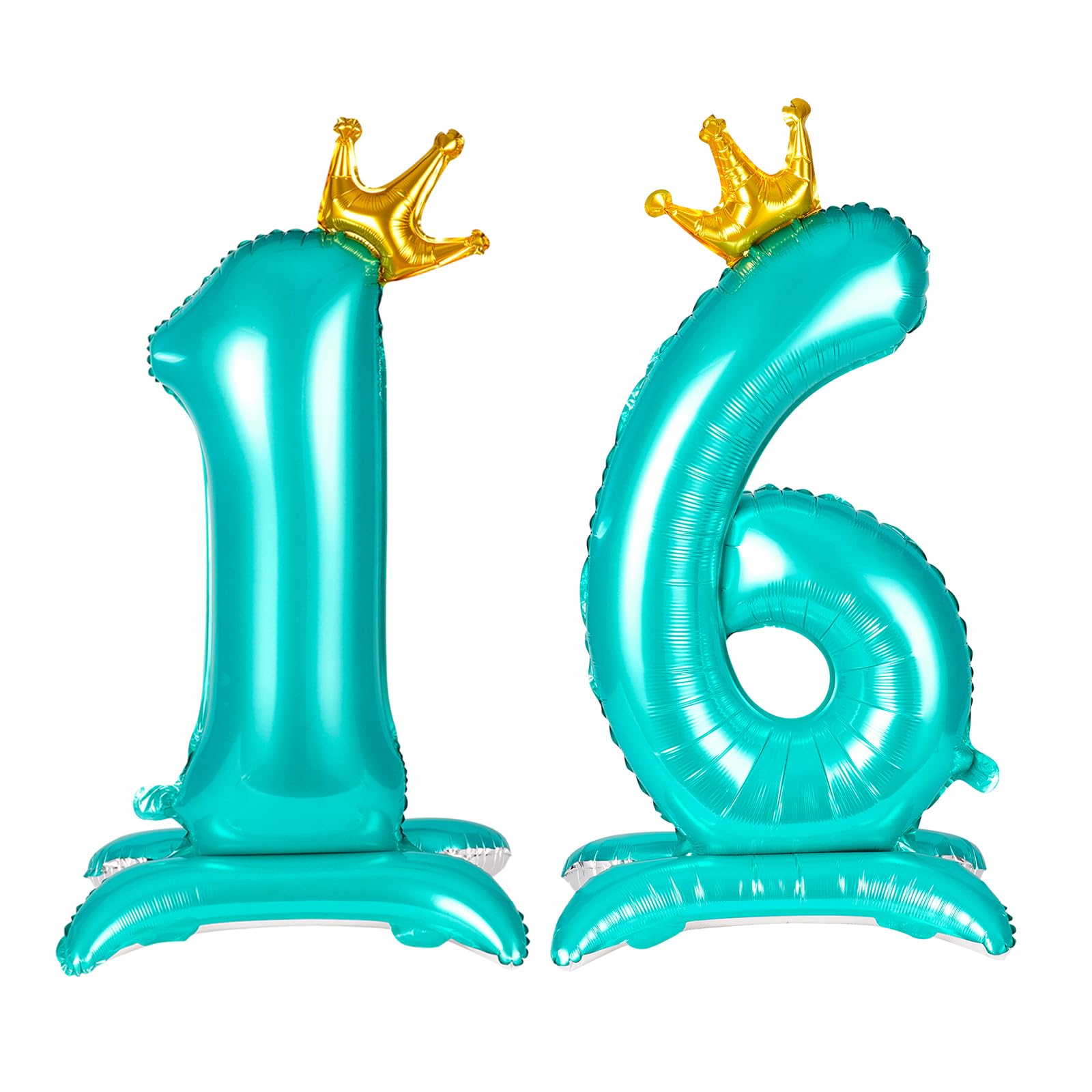 APXEL Blue Standing Crown Number 16 Balloons, 42'' Foil 1 & 6 Balloon — image 1