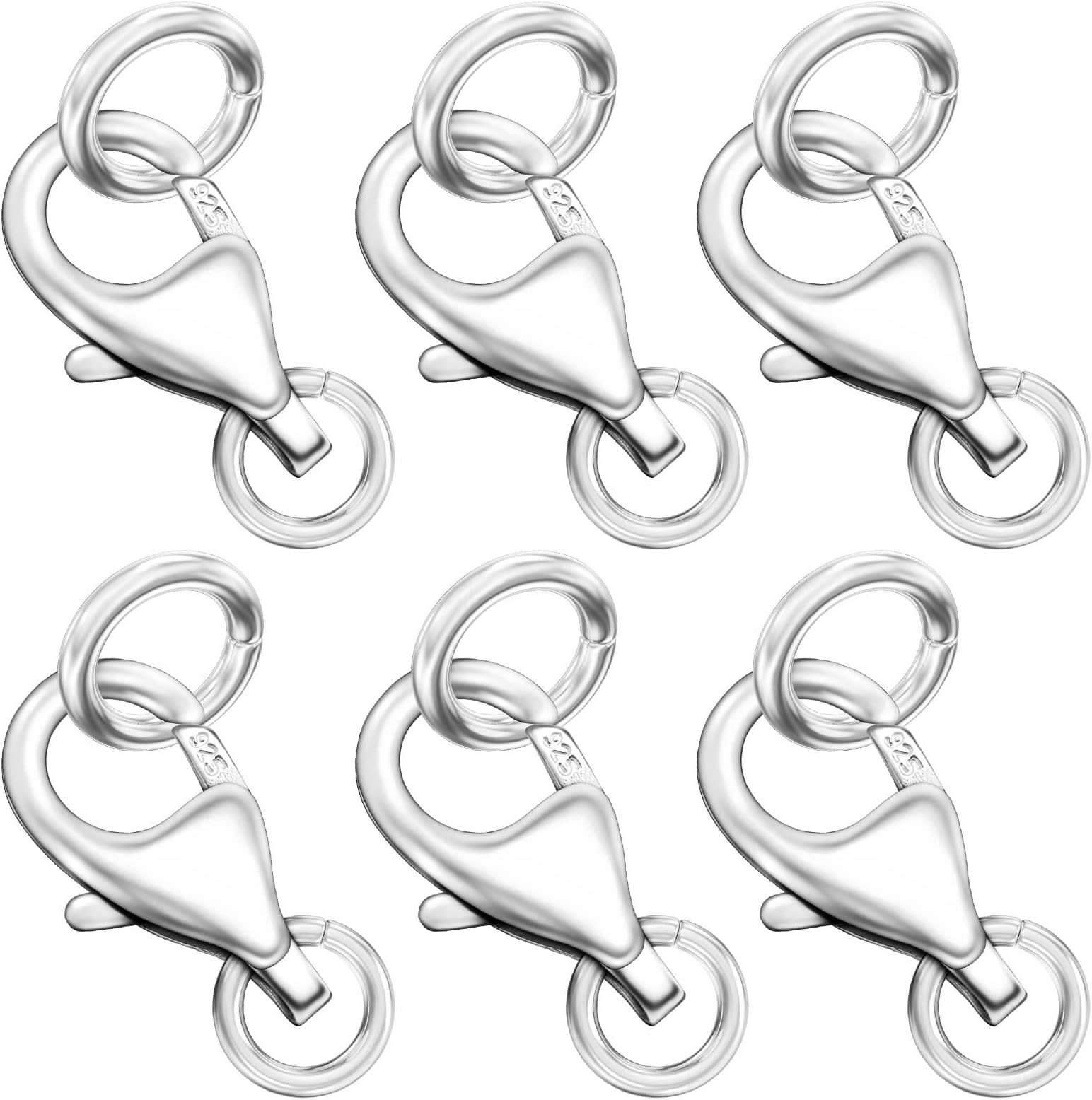 OHINGLT 925 Sterling Silver Lobster Claw Clasp with Closed Jump Rings,Necklace Clasps and Closures Suitable for Jewelry Making Necklaces Bracelet