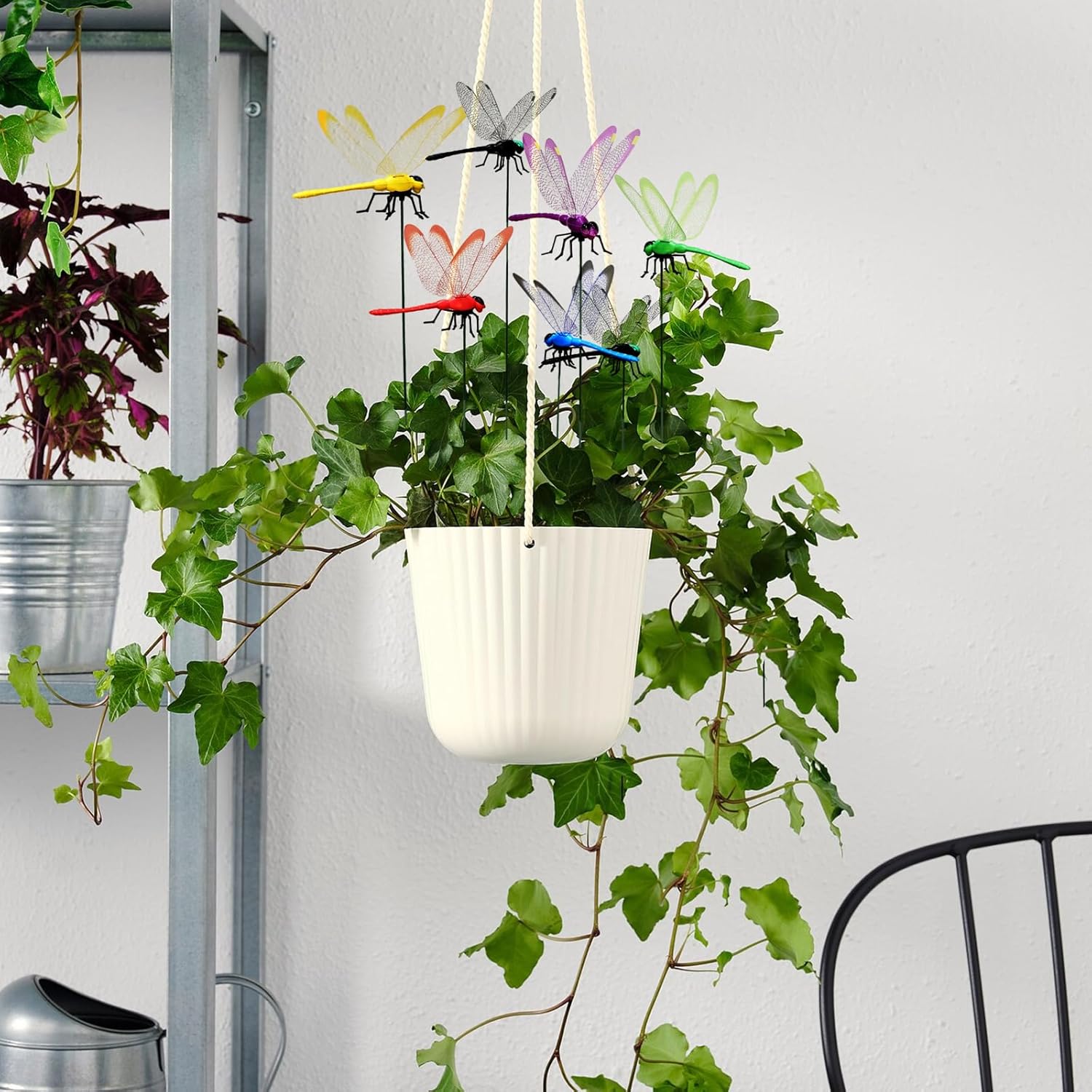 30 Pieces 3D Dragonfly Garden Decor Large Dragon Fly Garden Stakes Dragonflies Garden Ornaments Decorative Dragonflies Patio Decoration Dragonfly Stakes with Sticks 6 Colors