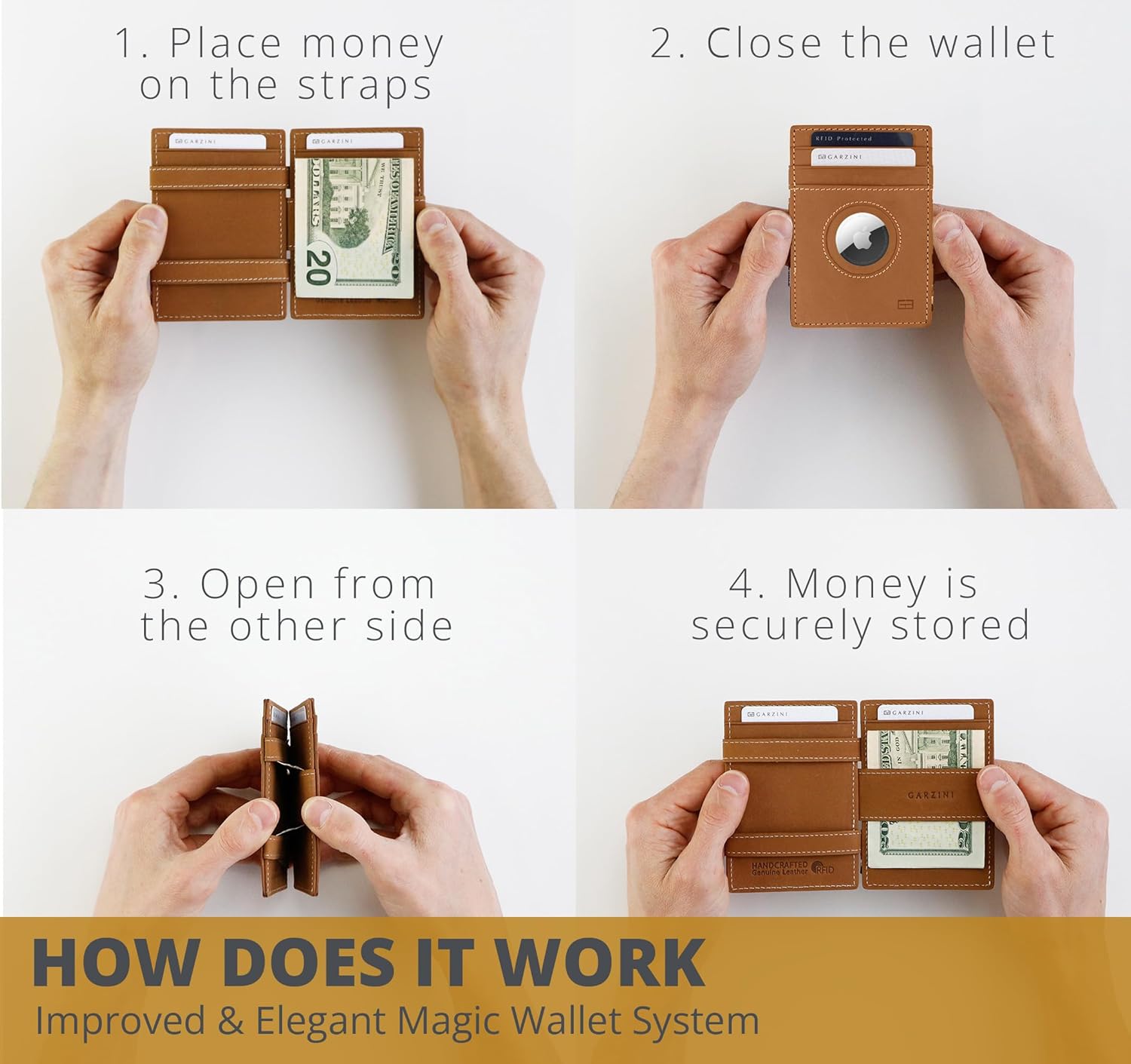 GARZINI Magic Wallet For Men, Minimalist Wallet with RFID card holder, Leather Wallet for 10 cards - Image 2