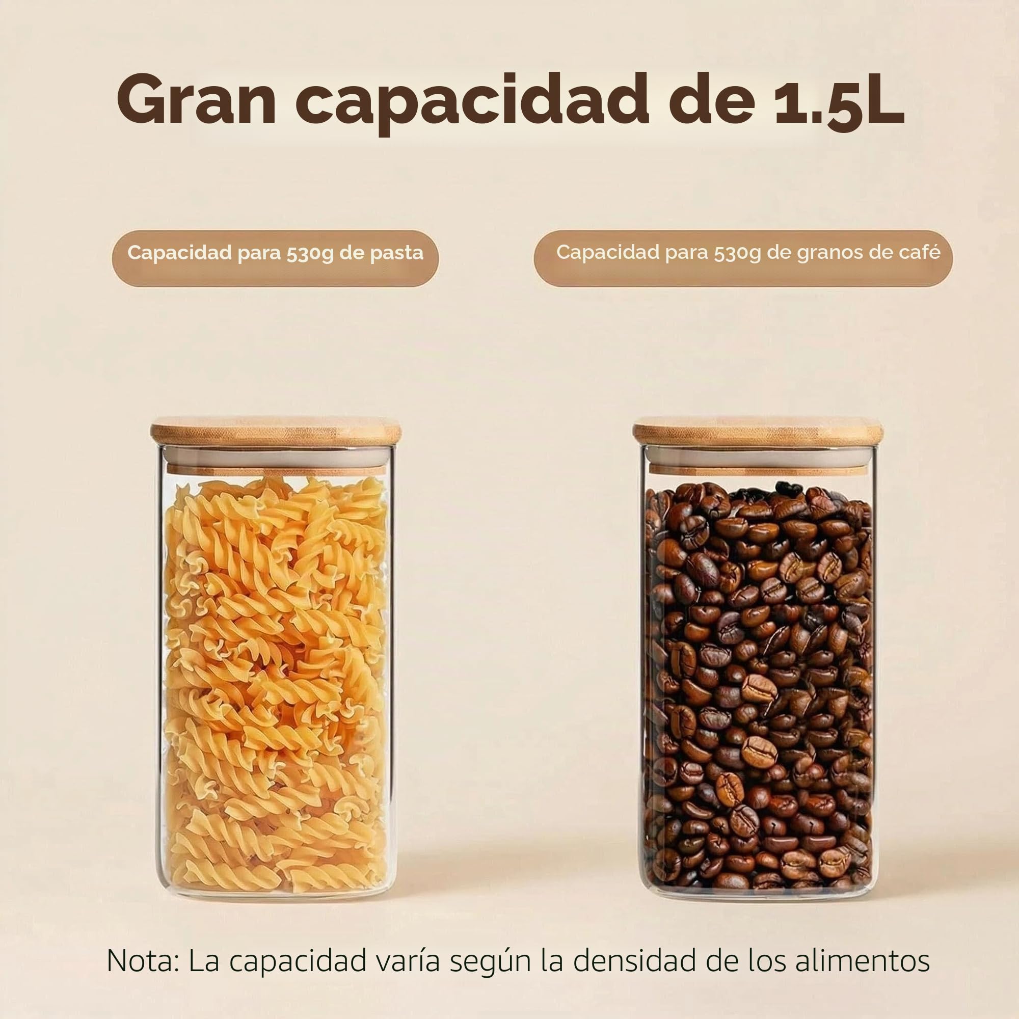 Tarros De Bote Cristal Con Tapa, 3 Pcs 1500ml Tarros de Vidrio Cocina Almacenaje con 4 pegatinas, Aptos para Lavavajillas, Botes Hermeticos Cristal para Especias, Té, Cereales, Nuez, Harina