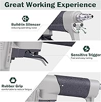 Vista 3 de Woodpecker N8016 - Pistola de grapas neumáticas de calibre 21 para tapicería, 12 pulgada, potencia aérea, grapadora de alambre fino, de 14 a 58