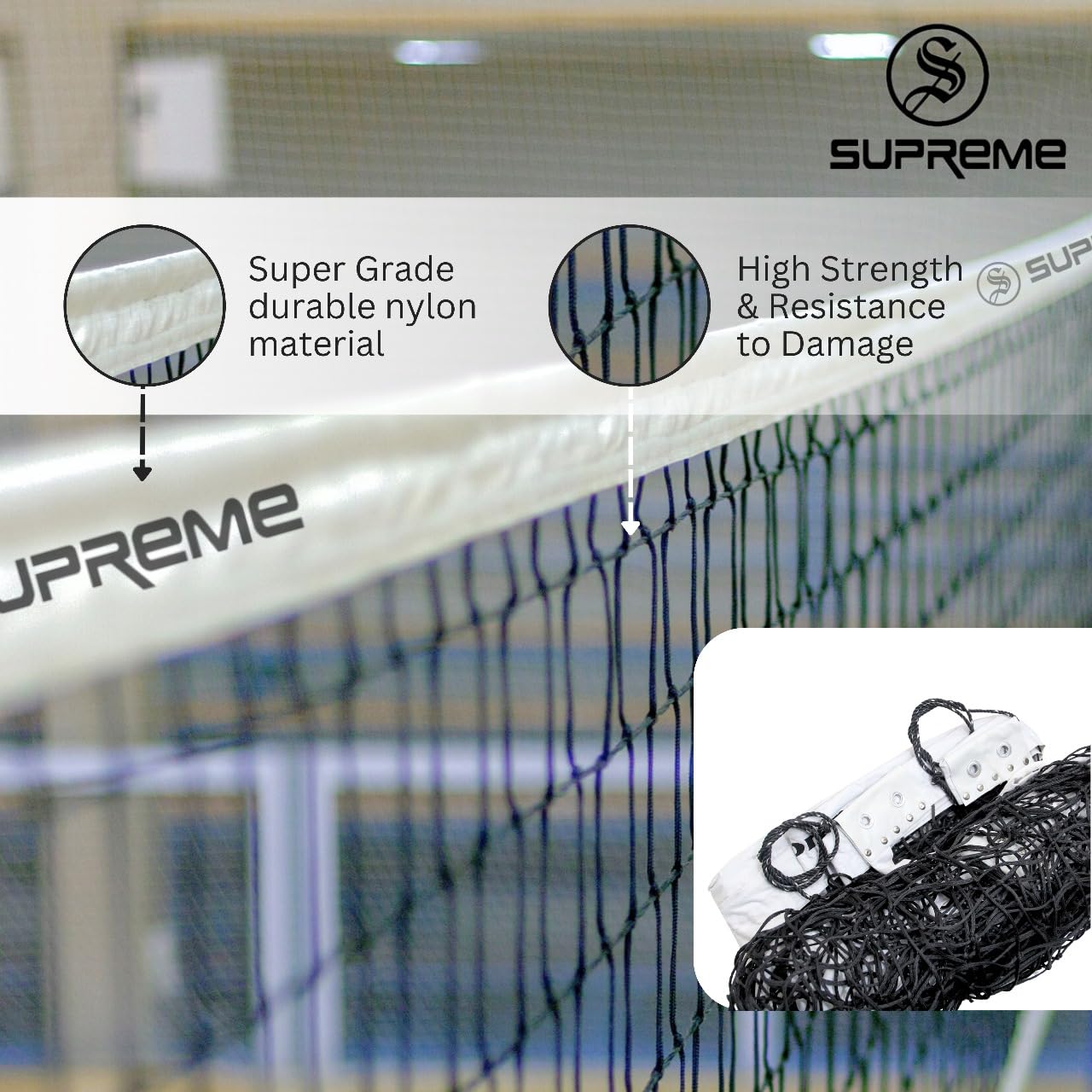 Supreme Throwball Net Power Tournament/Match Quality. (Pack of 1) (Black) 4
