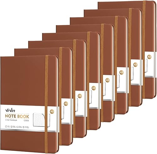 Miniatura 11 de ViVin Cuadernos rayados para trabajo, 192 páginas, tamaño mediano de 5.5 x 8.3 pulgadas, con rayas universitarias, cuadernos A5 de tapa dura para