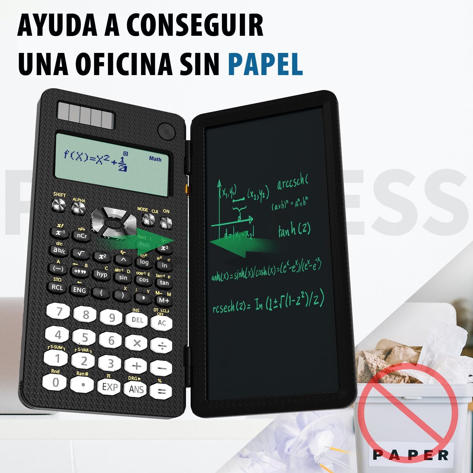 ROATEE-Calculadora cientifica con Bloc de Notas, calculadoracientifica de Oficina 82 MS, Funciona con energia Solar y bateriacalculadora cientifica Plegable de 6.5 Pulgadas