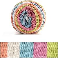 Vista 31 de Hilo de color de algodón para tartas, hilo multicolor arcoíris para tejer y tejer a ganchillo, 2 bolas de 7.05 oz, 45% algodón, 55% acrílico, hilo