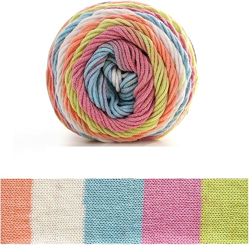 Miniatura 31 de Hilo de color de algodón para tartas, hilo multicolor arcoíris para tejer y tejer a ganchillo, 2 bolas de 7.05 oz, 45% algodón, 55% acrílico, hilo