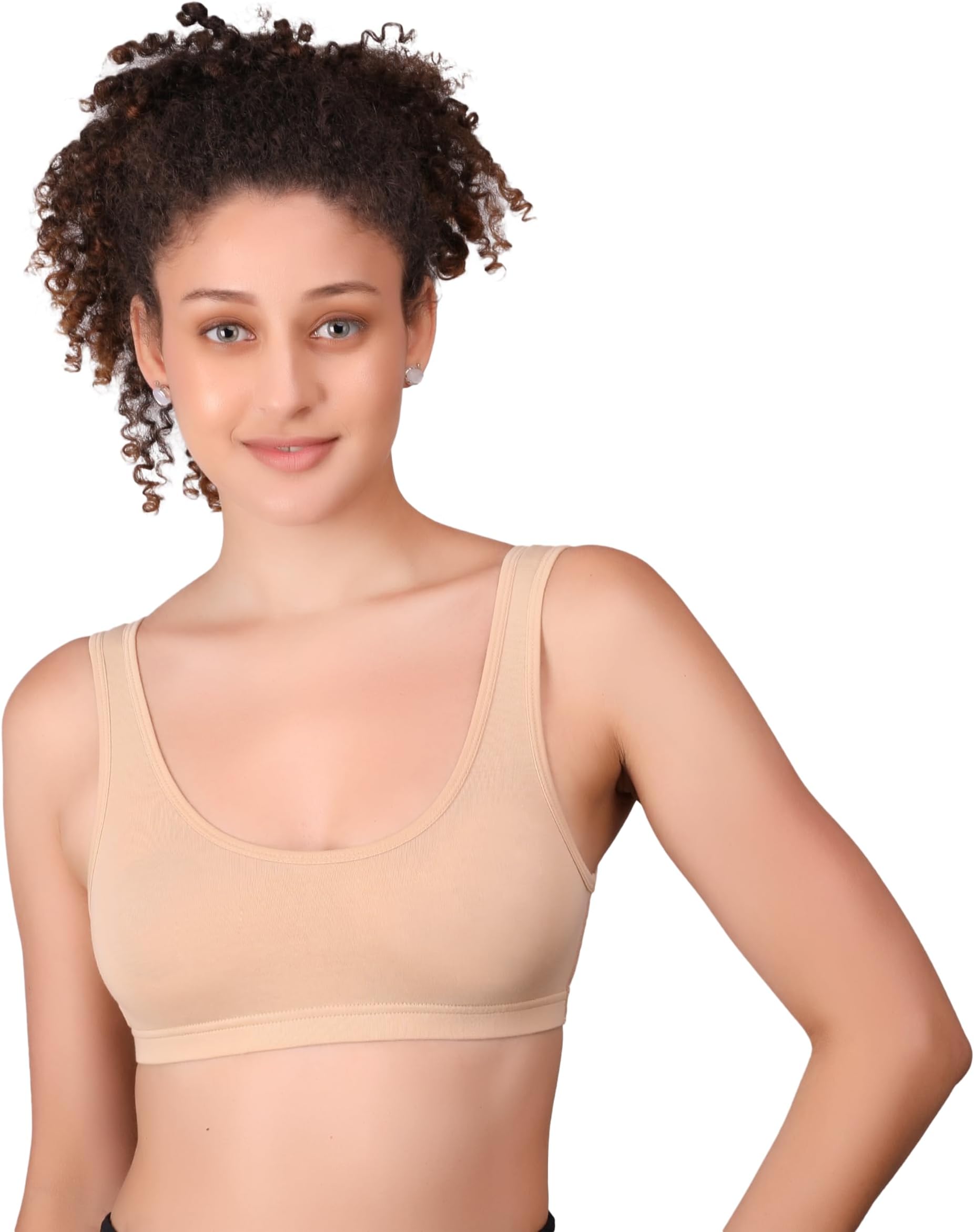 Zenexa Women's Wirefree Non Padded Super Elastane Stretch Full Coverage Active Zone Sports Bra (ZA-116)
