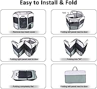 Vista 3 de JESPET 61" Parque de juegos para perros, corral portátil para perros con funda blanda para ejercicio, con bolsa de transporte para cachorros, gatos