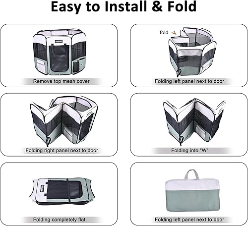 Miniatura 3 de JESPET 61" Parque de juegos para perros, corral portátil para perros con funda blanda para ejercicio, con bolsa de transporte para cachorros, gatos,