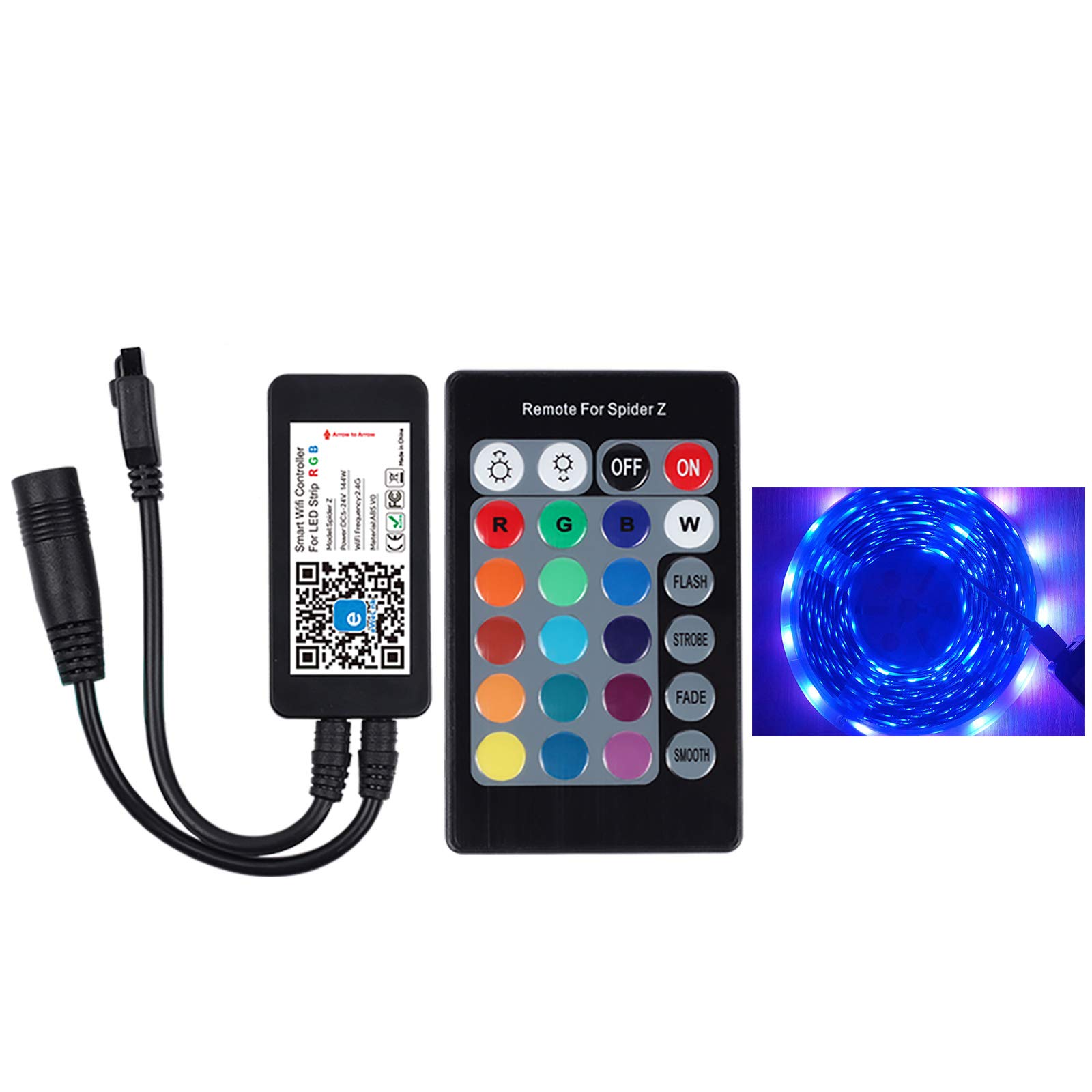 aixi-SHSWi-Fi LED RGB Smart Controller EWeLink APP Remote Control Light Dimmable- Amazon Alexa, Google Assistant, Nest - with A Remote Control (1xController+1x10m Light Strip Not Waterproof)