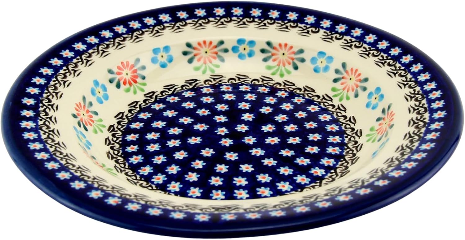 Polish Pottery Market 9.5” Diameter Soup Bowl, Pasta Plate, Handcrafted by Zaklady Ceramiczne Boleslawiec Poland, Polish Stoneware Bowls, Kitchen Dishes for Dinner.