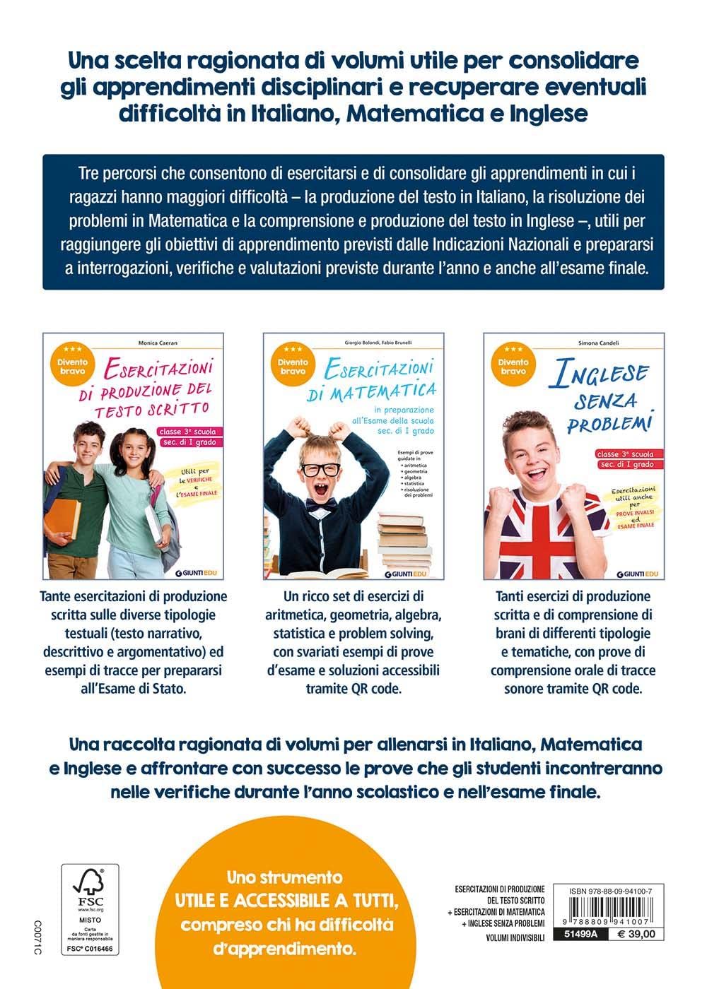 Esercitarsi in italiano, matematica e inglese. Classe 3° scuola sec. di I grado. Con QR Code