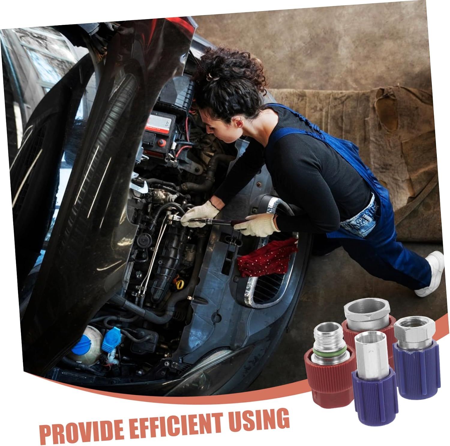 Alipis 4pcs Conversion Adapter Kit SAE Thread Pressure Fittings for Car Air Conditioner Retrofit and Efficiency