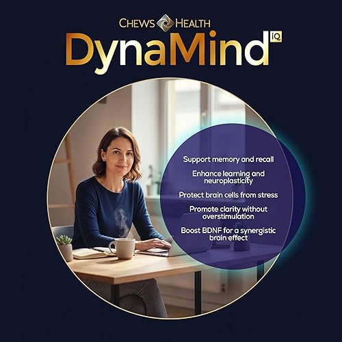 Miniatura 5 de DynaMind iQ - Suplemento cerebral masticable para memoria y concentración, suplemento nootrópico, apoya BDNF  Cafeína natural y hongos funcionales