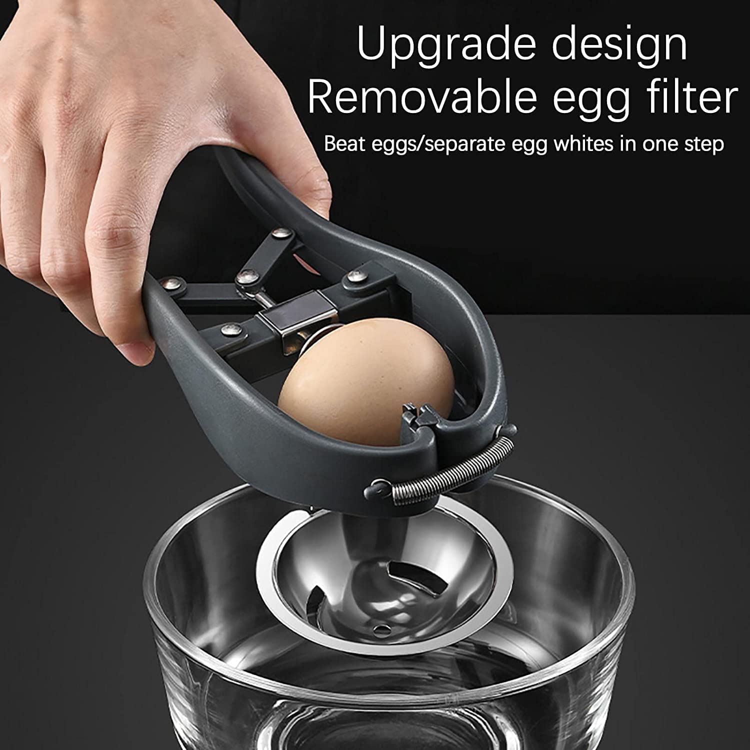 Multifunctional two-in-one egg opener, stainless steel egg opener, raw egg separator handheld egg opener simple eggshell cutter creative kitchen gadgets