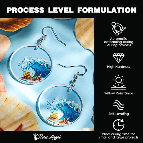 Miniatura 2 de ResinAngel Kit de resina epoxi de 64 onzas, resina súper transparente fácil de mezcla 11, baja viscosidad, sin burbujas y resistente a los rayos UV