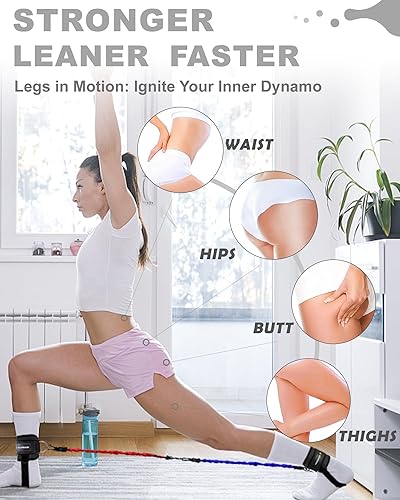 Miniatura 2 de MANUEKLEAR - Juego de bandas de glúteos para entrenamiento, pesas ajustables para tobillo para mujeres con bandas de resistencia, equipo de