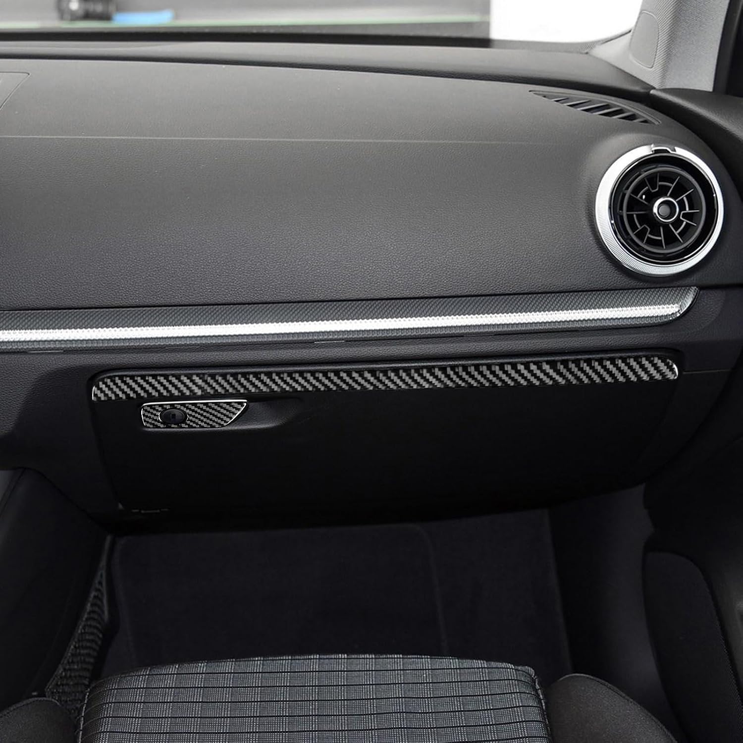 Real Premium Carbon Fiber Sticker Compatible with Audi A3 S3 RS3 8V 2013 2014 2015 2016 2017 2018 2019 Car Glove Box Storage Box Decor Kit Auto Interior Accessories Decal Style A 2PCS Black