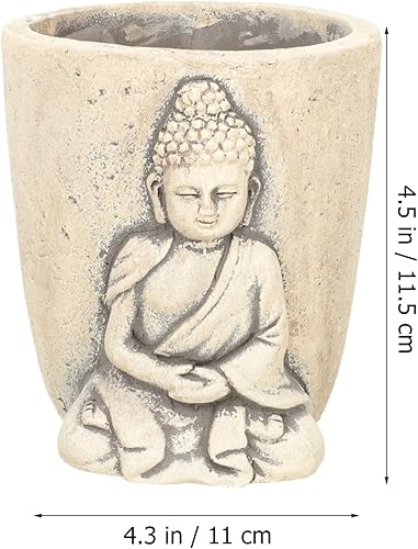 Miniatura 7 de Cabilock Decoración para el hogar Jardinera de Buda Maceta de Buda Hidropónico Plantas Jarrón Plantas de Cemento Cara