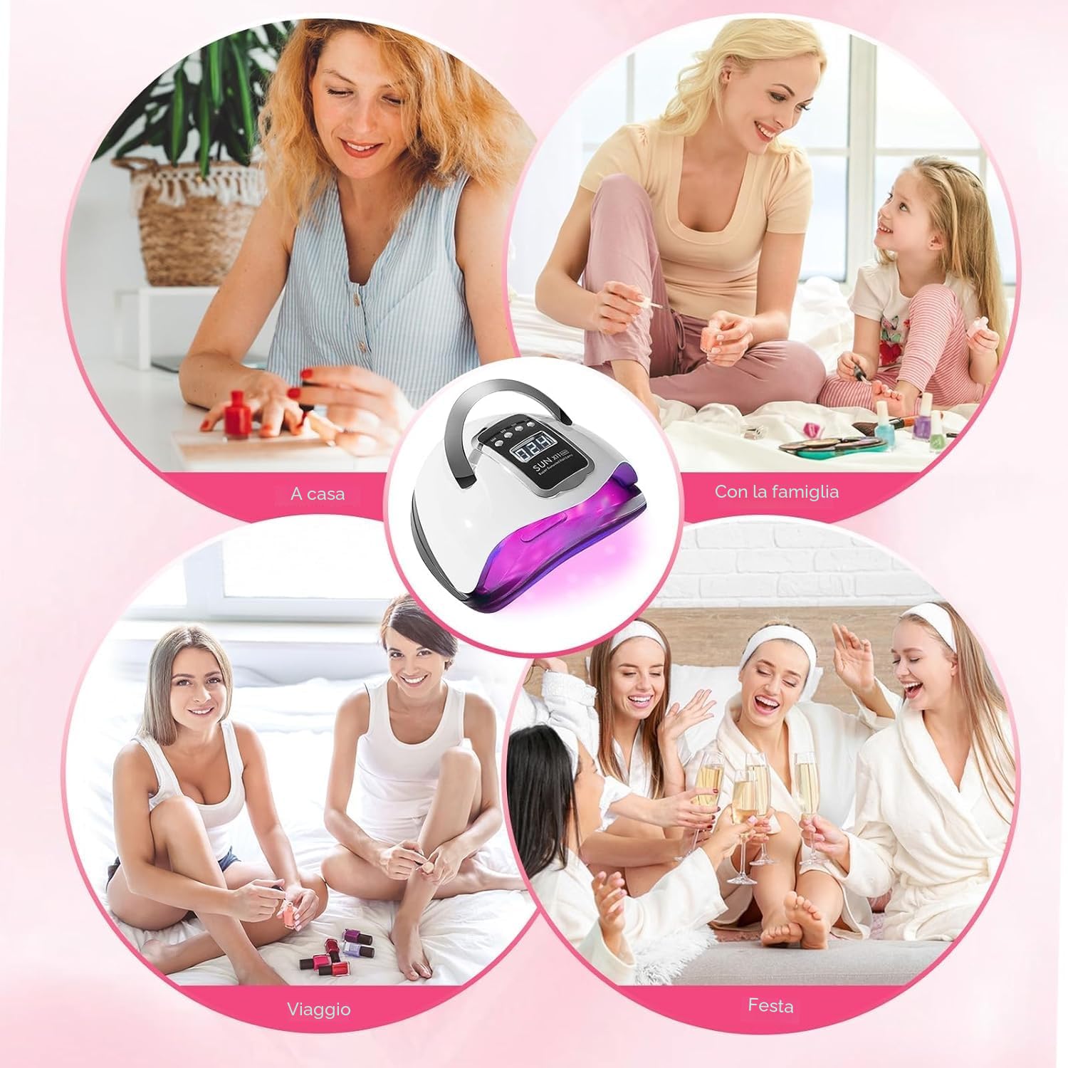 Lampada LED UV da 280 W, per smalto gel con 66 perline e sensore automatico, 4 timer, set professionale per nail art