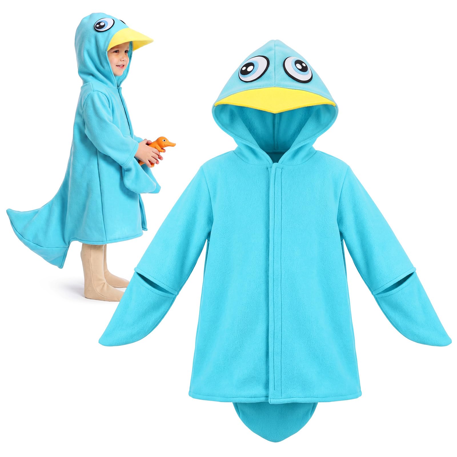Janmercy Costume da piccione di Halloween per bambini con cappuccio corto piccione mantello uccello costume per Halloween animale Cosplay partito